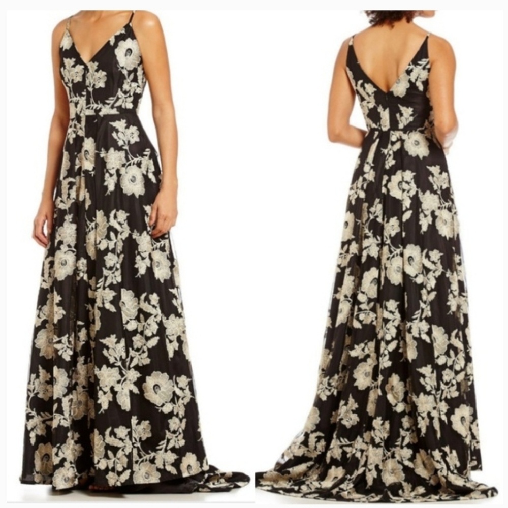 Calvin Klein Black and Gold Gown